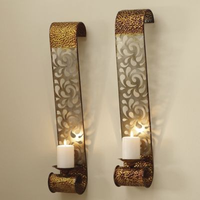 2-Piece Glastonbury Laser-Cut Wall Candle Sconce Set from Midnight Velvet 65315